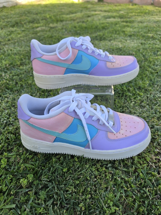 Nike Other - Nike Air Force 1 Custom Shoes Pastel Paradise Easter Green Blue Unisex Size 7Y